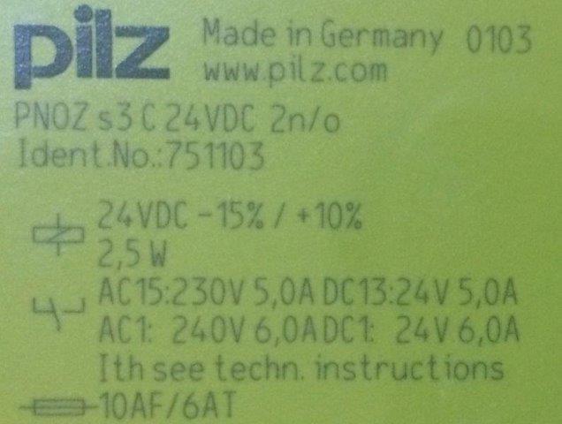 Pilz-751103-PNOZ S3 C 24VDC 2N/O - 1