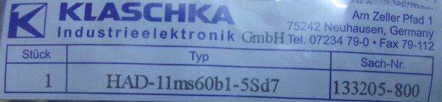 Klaschka -HAD-11 MS60B1-5SD7 133205 - 1
